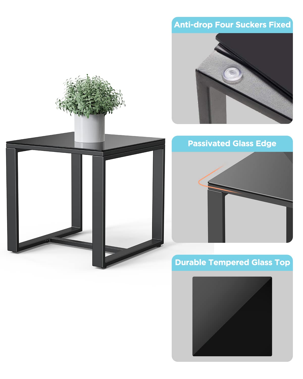 3 Pieces Wicker Patio Furniture Set, Modern Rocking Conversation Set