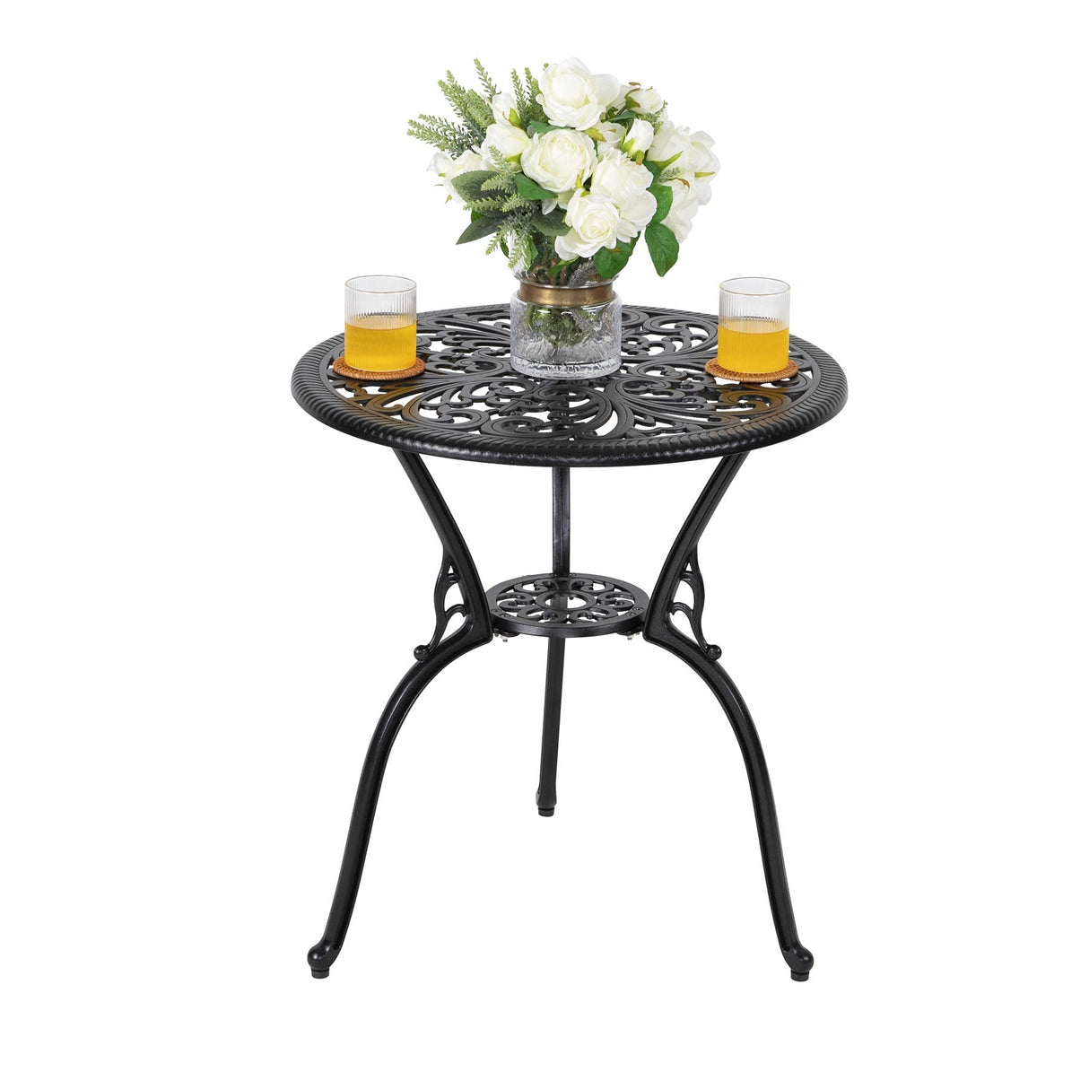 3 Piece Outdoor Bistro Table Set, Weather Cast Aluminum Patio Bistro Set