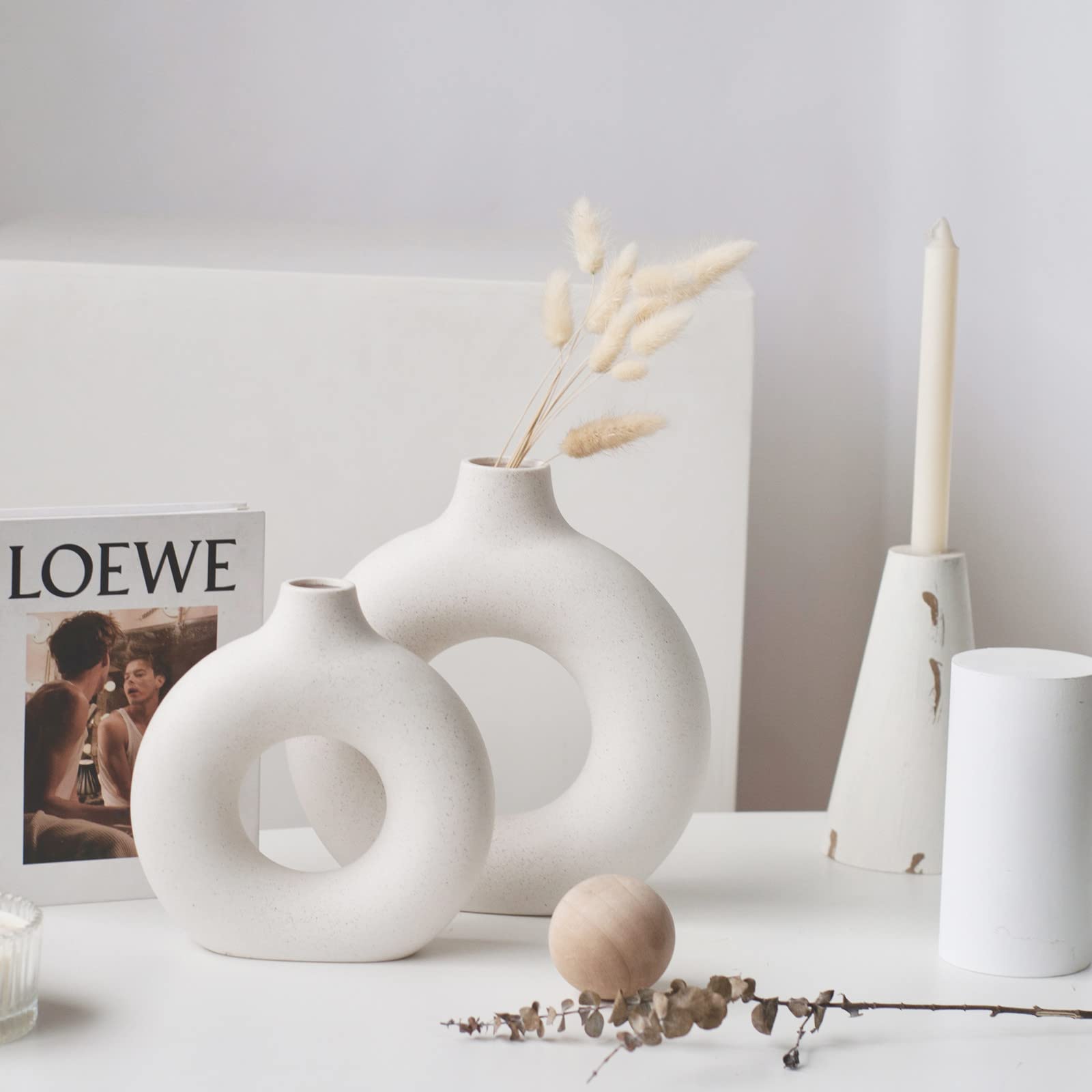 Ceramic Hollow Donut Vase Set of 2