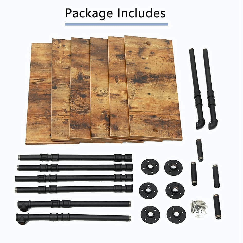 Industrial Pipe Shelving, 6-Tier Pipe Shelves Ladder Shelf, Modern Bookcase