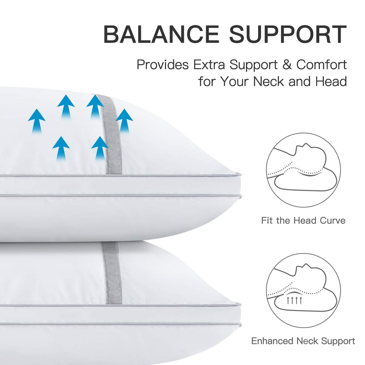 Pillows for Sleeping 2 Pack, Hotel Quality Bed Pillow, Down Pillows