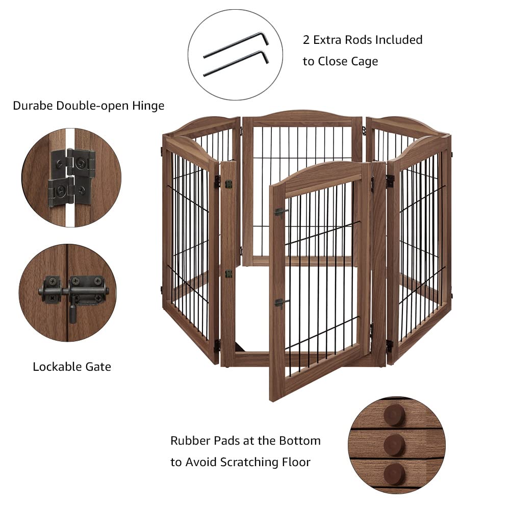 Extra Wide Dog Gate and Pet Playpen, Free Standing Tall Dog Fence
