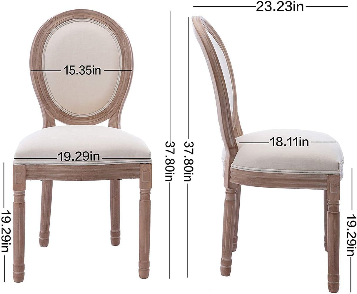 French Country Dining Chairs Set of 4, Farmhouse Fabric Dining Room Chairs