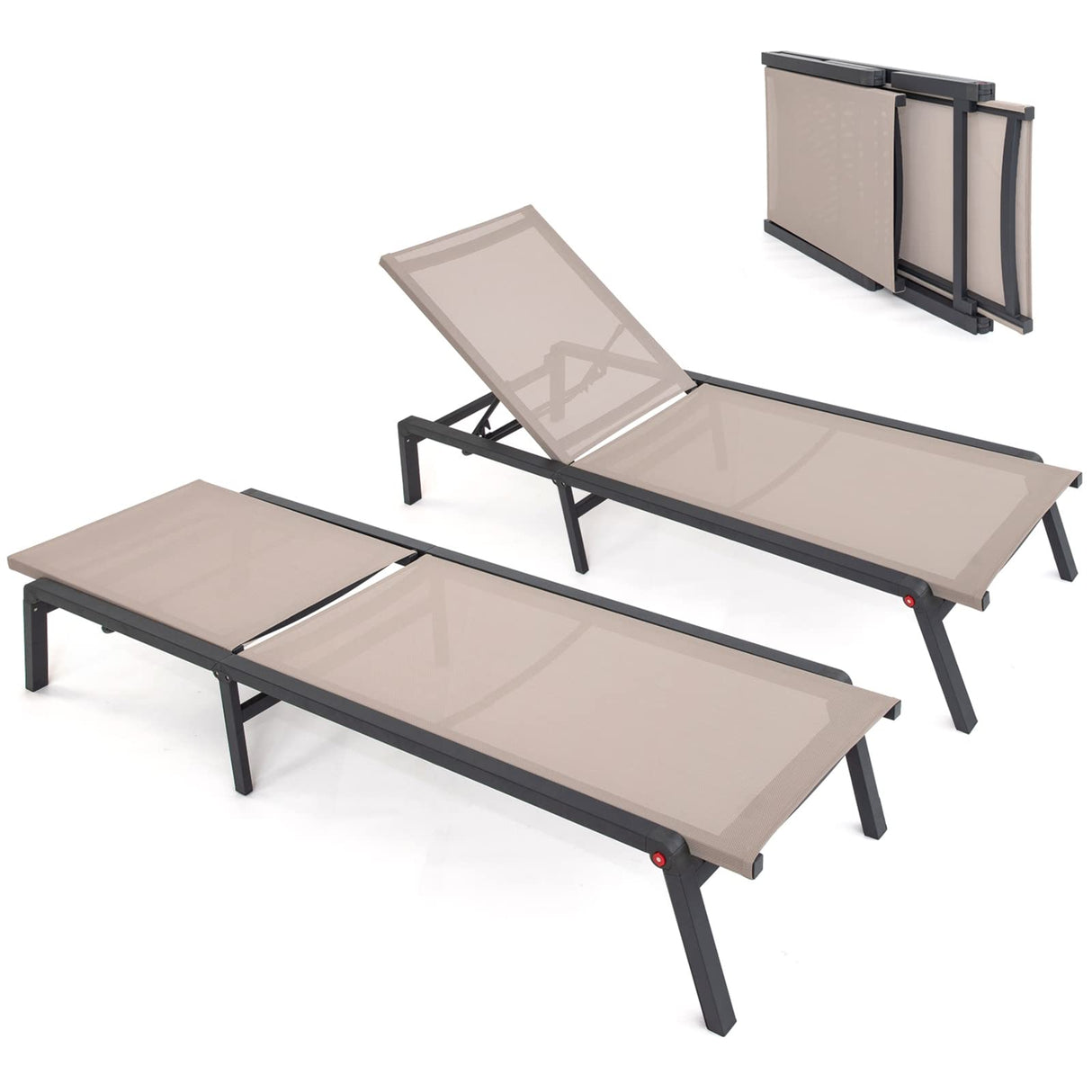 Chaise Lounge Outdoor, Aluminum Outdoor Chaise Lounge Set of 2
