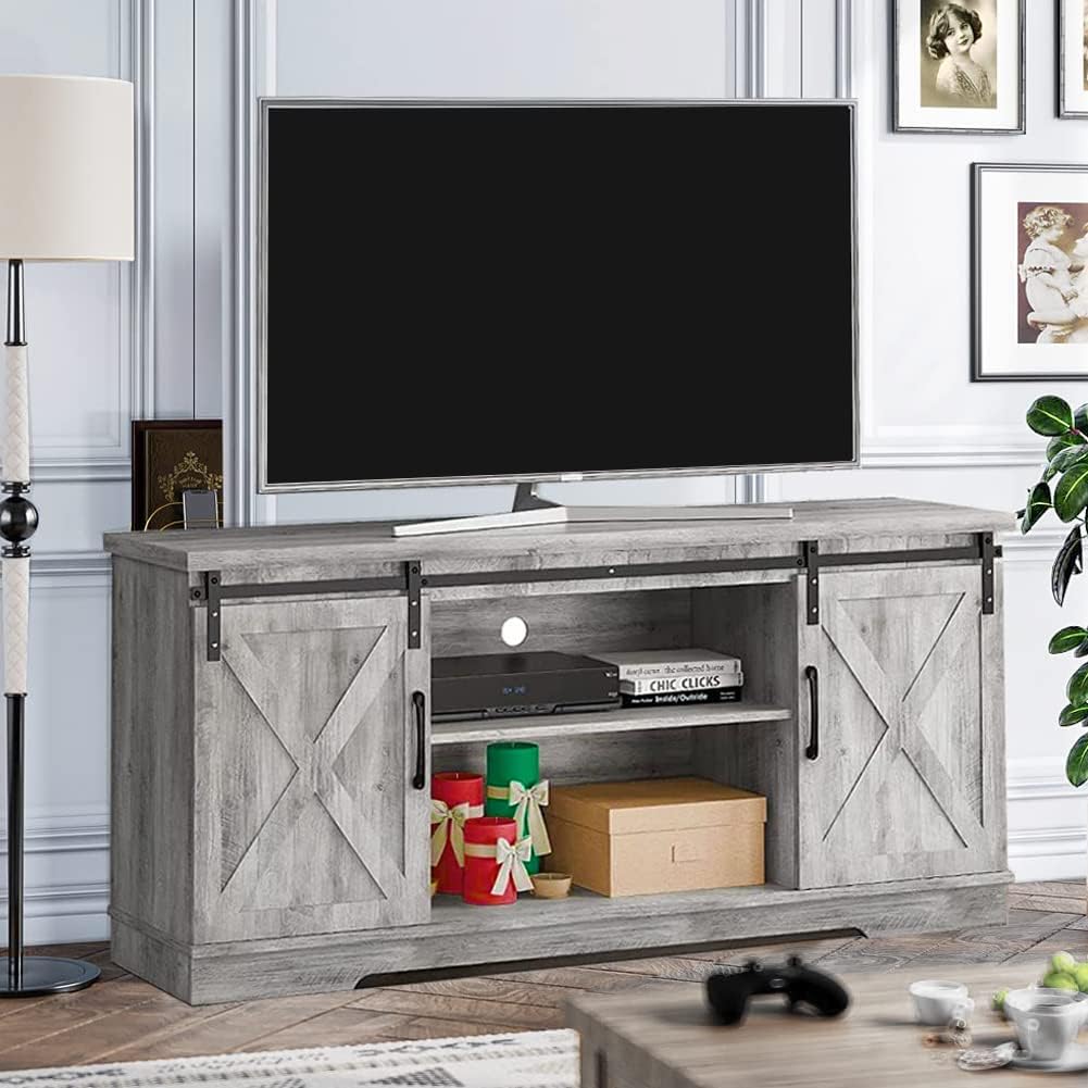 TV Stand for 65 Inch TV, Farmhouse Entertainment TV Media Console Table