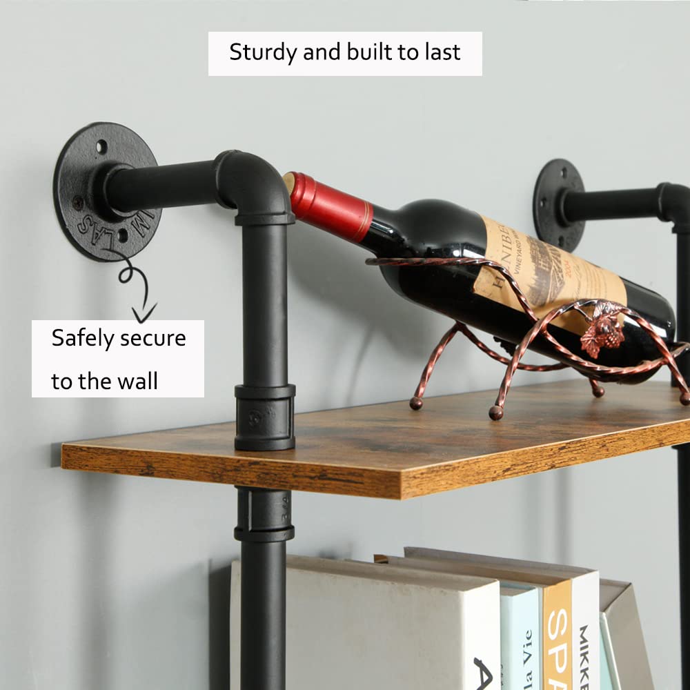 Industrial Pipe Shelving, 6-Tier Pipe Shelves Ladder Shelf, Modern Bookcase