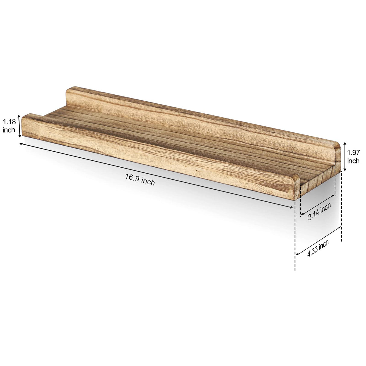 Floating Shelves, 16.9 inch Rustic Wood Wall Shelves Floating Shelf with Ledge Picture