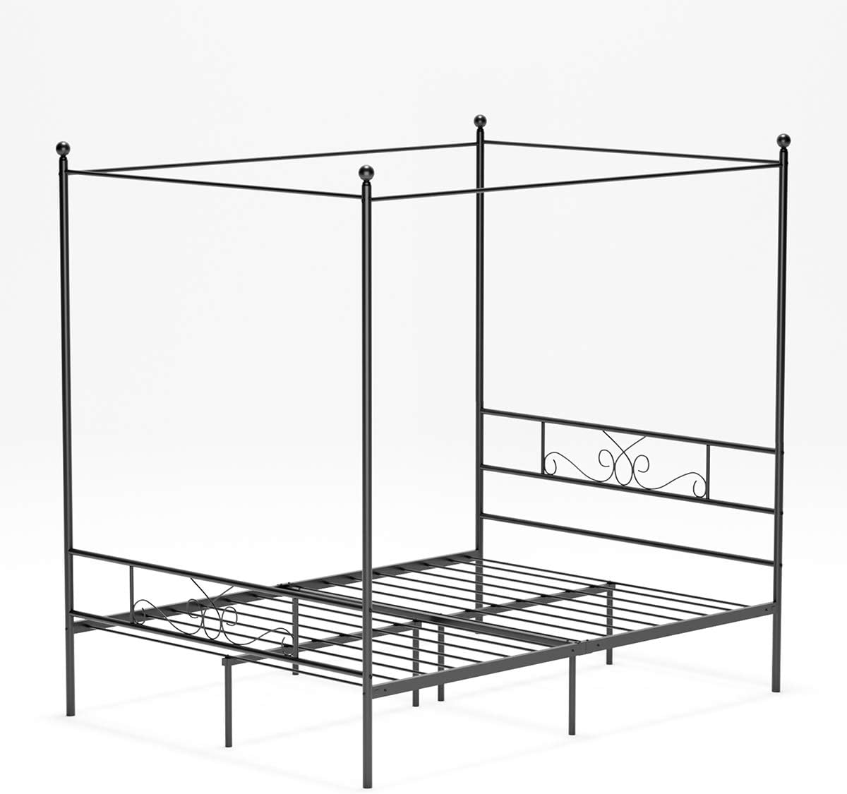 Full Size Canopy Bed Frame Metal Platform Bed 4 Posters Sturdy Steel Mattress Foundation