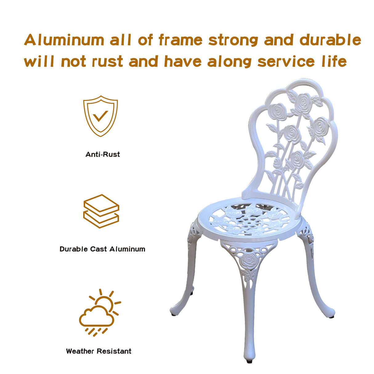 Patio Bistro Set.Rust-Resistant Cast Aluminum Bistro Table Set