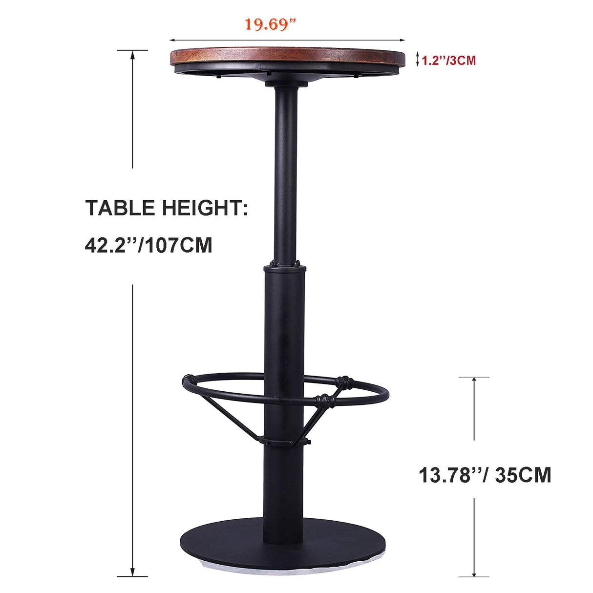 3 Piece Pub Dining Set, Modern Round bar Table and Stools for 2