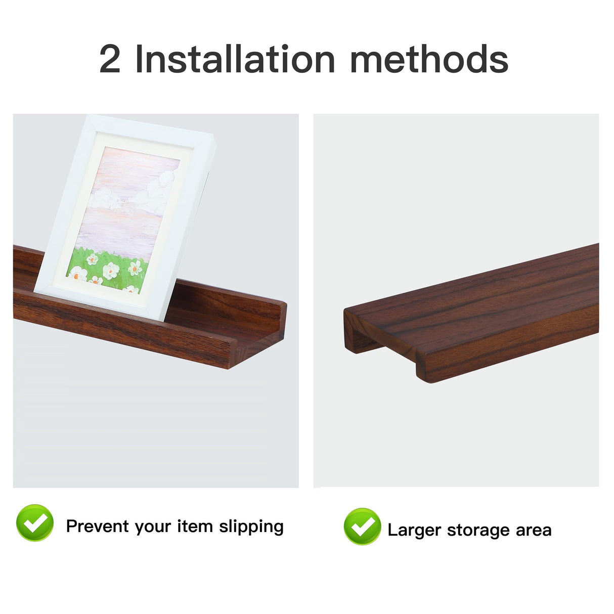 Picture Shelf with Ledge,Photo Ledge Shelves Set of 4,Rustic Wood Storage Display Wall