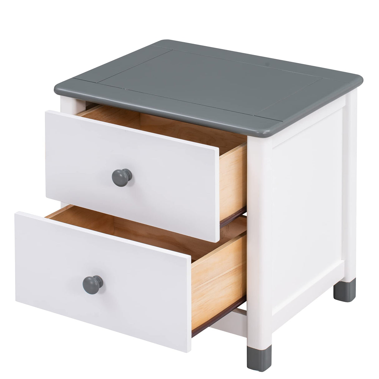 White+Gray 3 Pieces Modern Rustic Wood Furniture Kids House Bed Frame