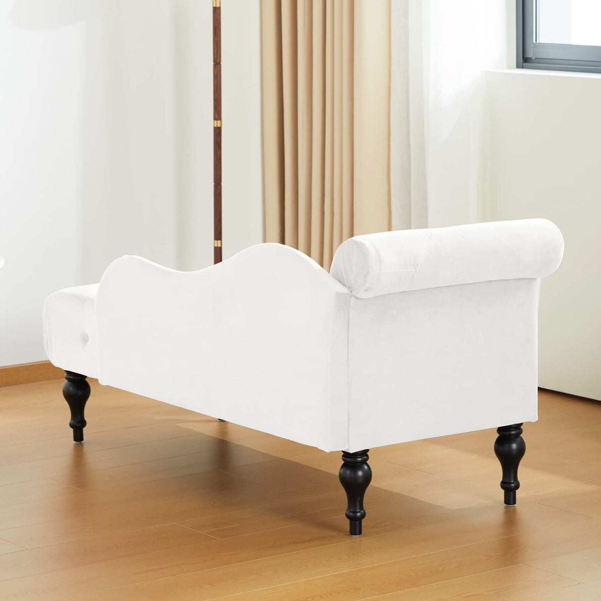 Tufted Upholstered Velvet Rolled Arm Chaise Lounges Indoor Chair