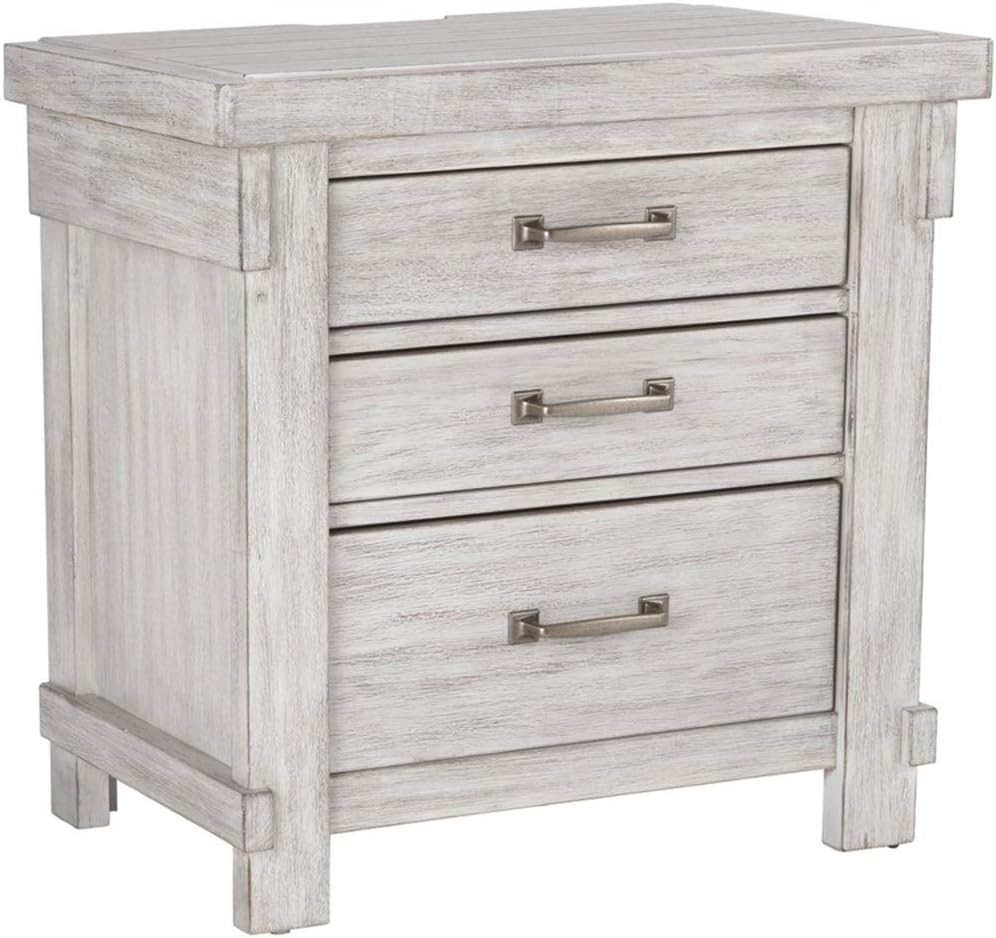 Brashland Farmhouse 3 Drawer Nightstand with Dovetail Construction
