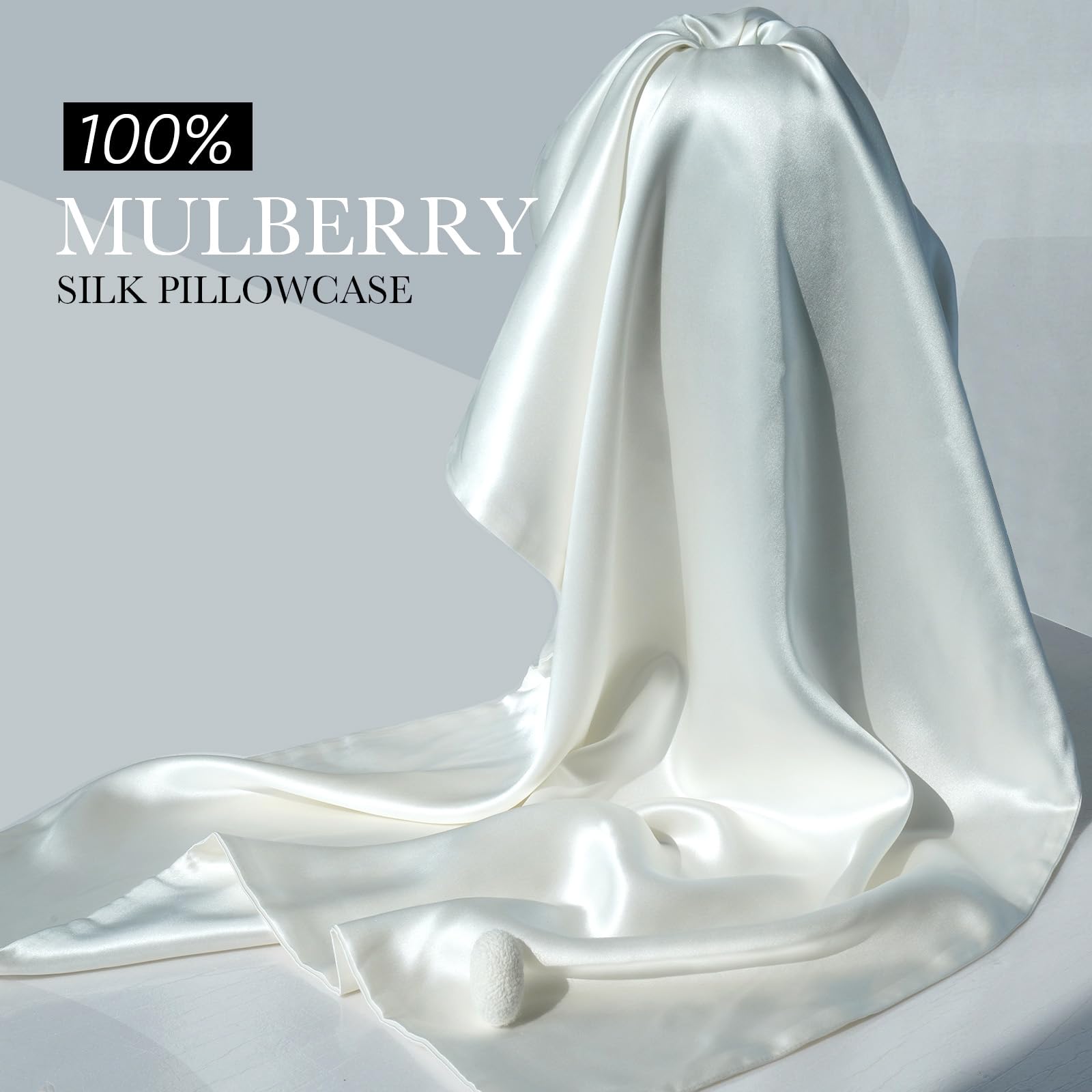 100% Mulberry Silk Pillowcase for Hair and Skin, 22 Momme Natural Silk Pillow Case