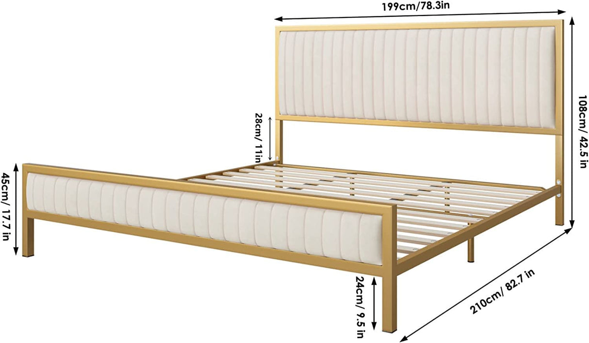 King Size Bed Frame, King Bed Frame and Headboard, Heavy Duty Metal Foundation
