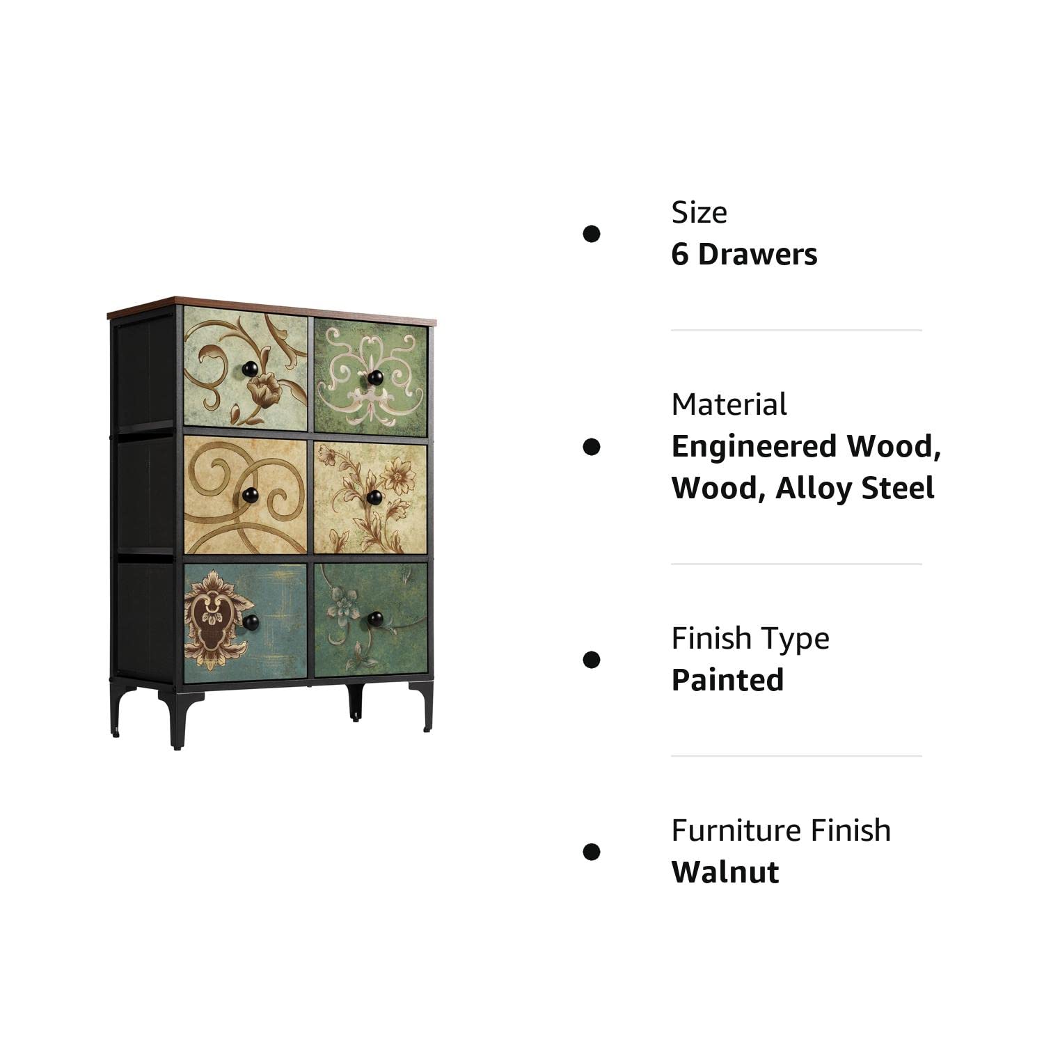 Vintage 6-Drawer Dresser | Tall Storage Chest for Bedroom & Living Room