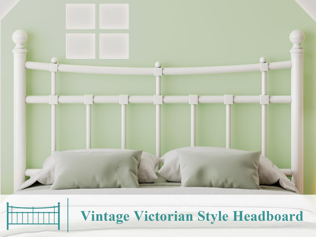 Metal Twin Bed Frame with Iron-Art Headboard, Heavy Duty Metal Platform Bed Frame