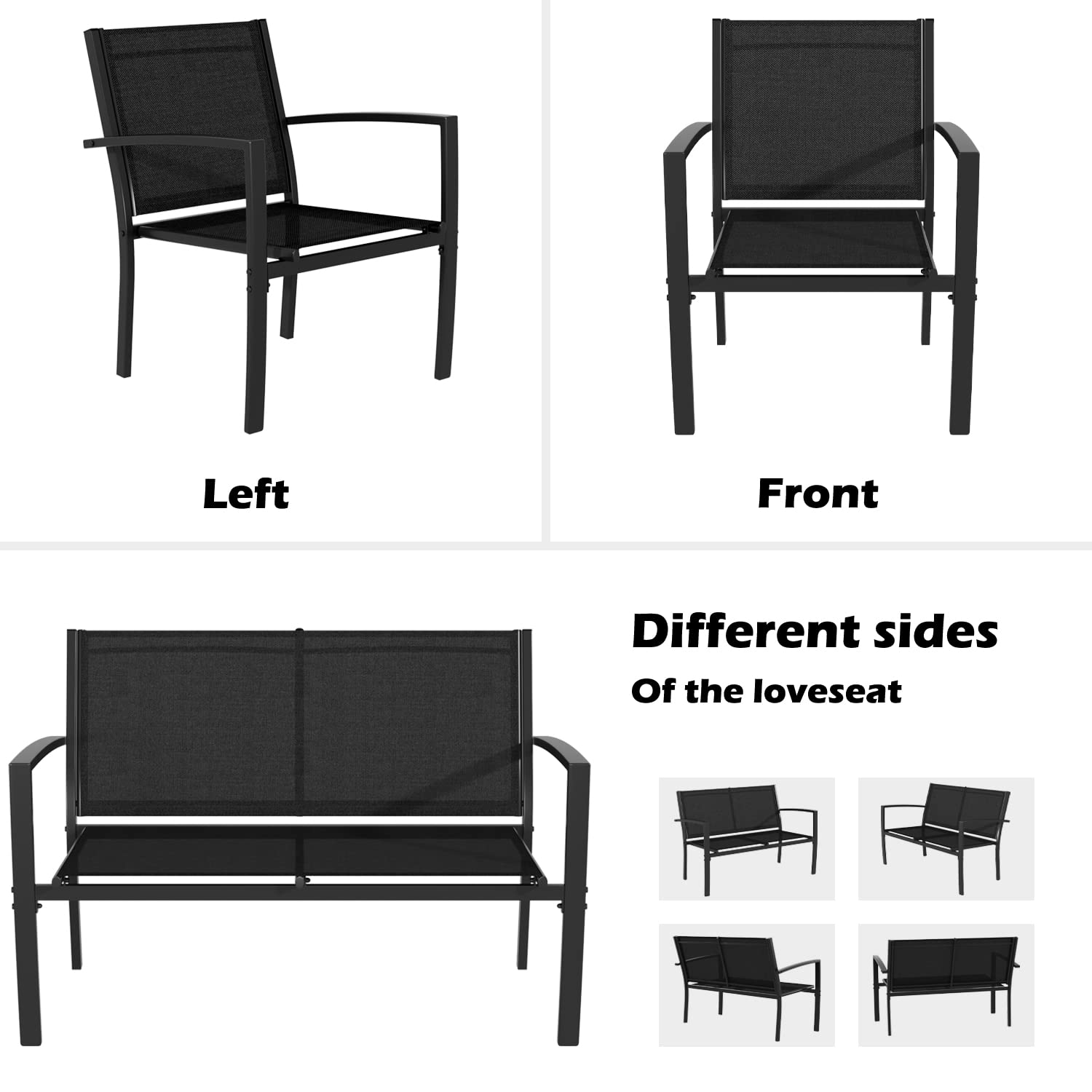 4 Pieces Patio Furniture Set, Outdoor Conversation Sets for Patio