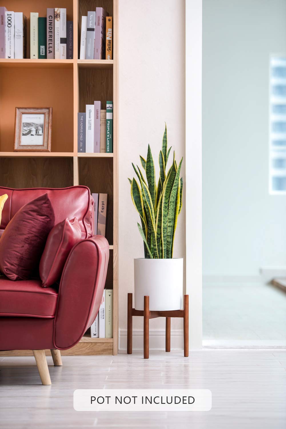 Mid-Century Modern Wooden Plant Stand – Beechwood Flower Pot Holder