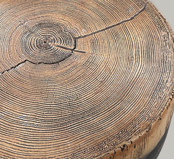 Outdoor End Table, Drum Side Table Faux-Wood Top