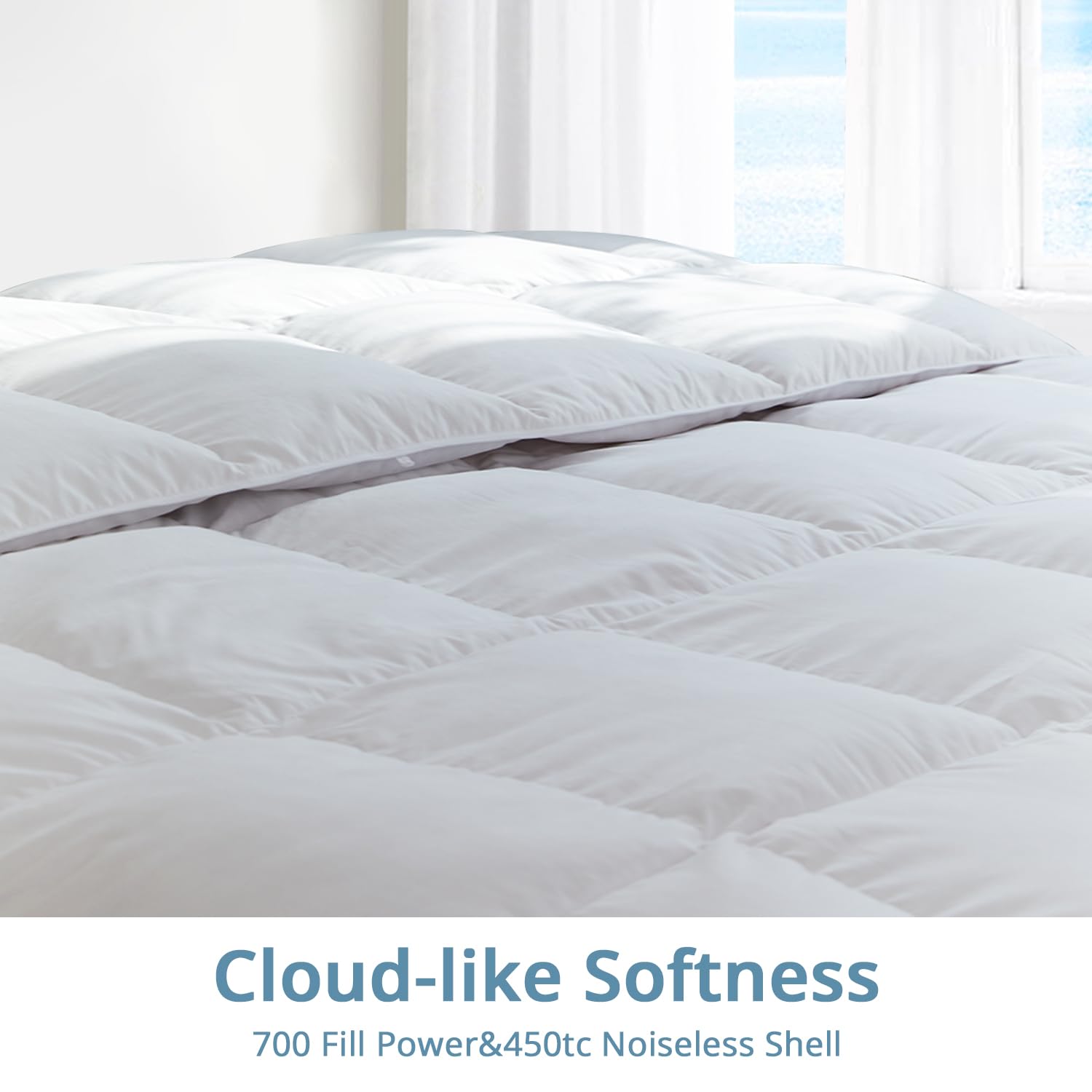 Ultra-Soft Lightweight Down Feather Comforter King Size,Breathable Thin Blanket Duvet