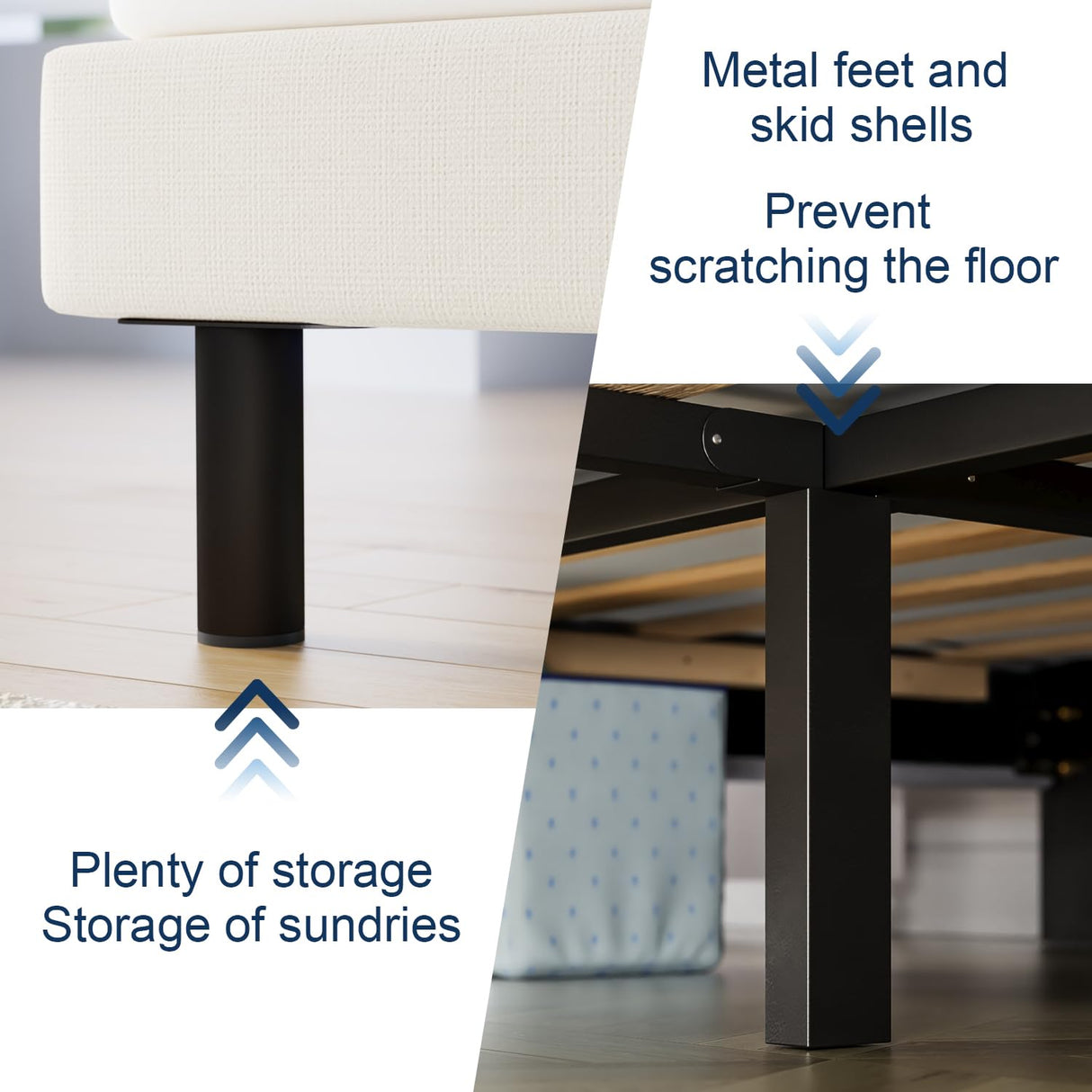 Upholstered Headboard, Strong Frame, and Wooden Slats