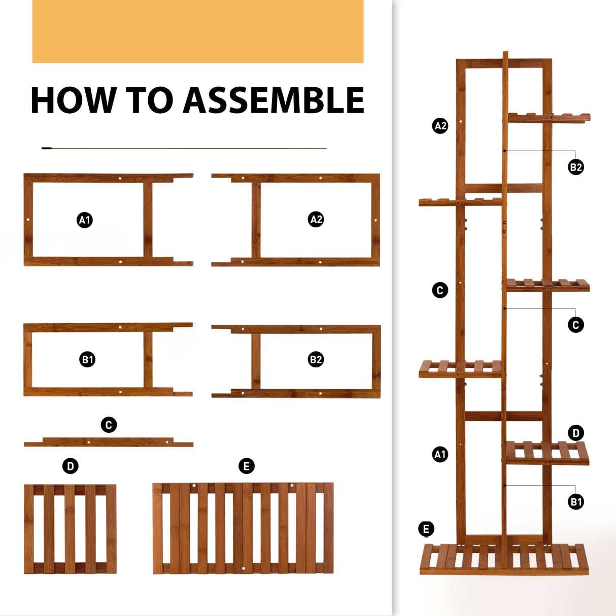 6 Tier Bamboo Plant Stand - Indoor Tall Plant