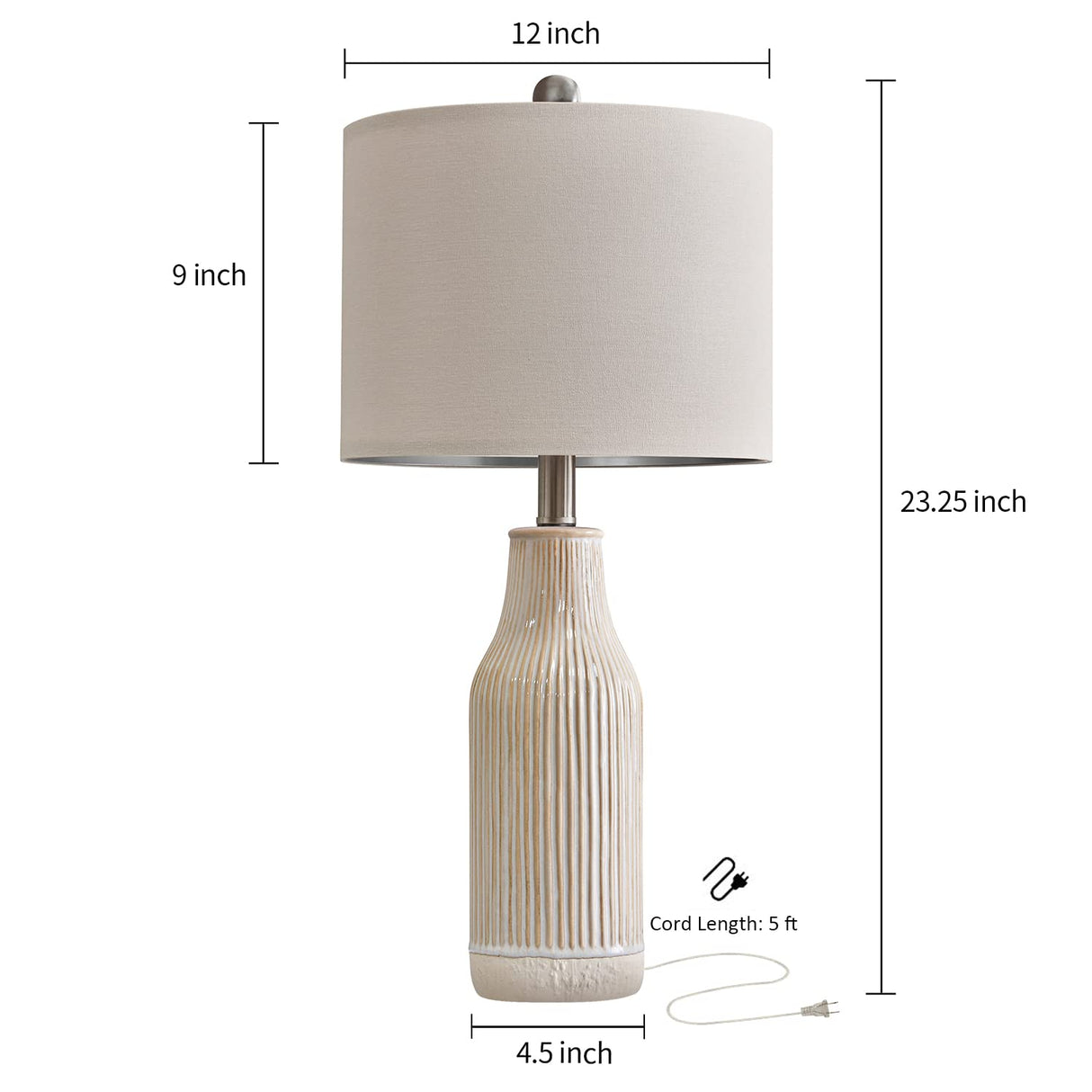 23.25 inches Modern Ceramic Table Lamp Set of 2 for Living Room