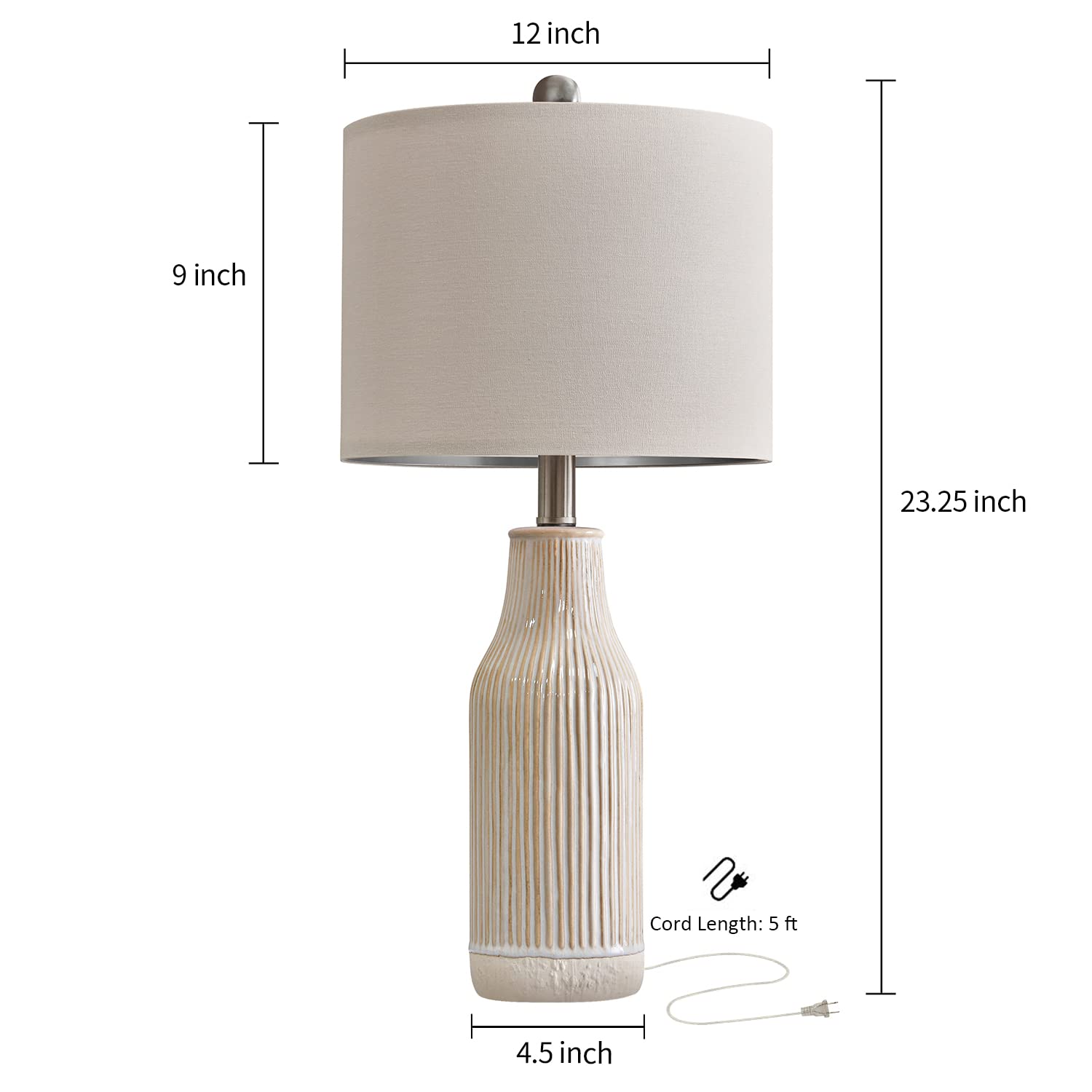 23.25 inches Modern Ceramic Table Lamp Set of 2 for Living Room