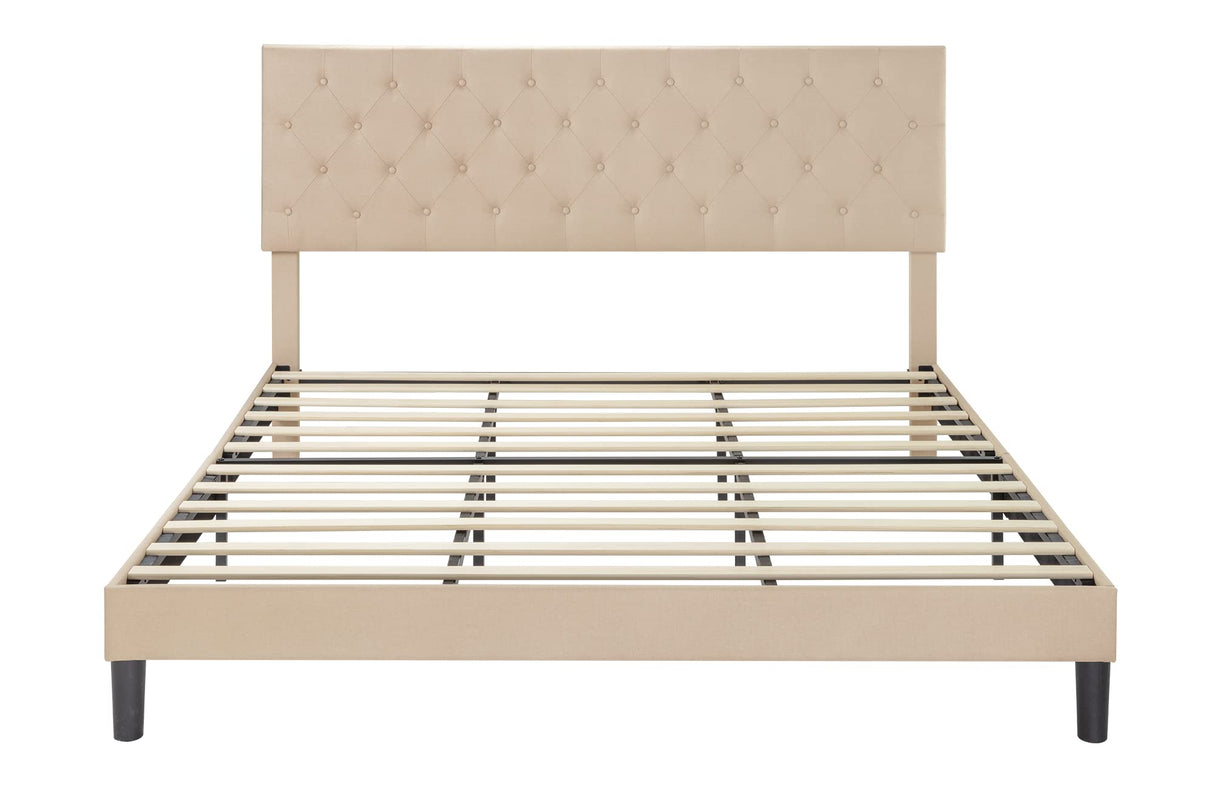 King Bed Frame with Adjustable Headboard/Diamond Stitched Button