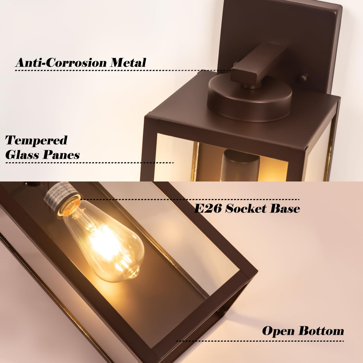 Oil-Rubbed Bronze Wall Light Fixture, Large 16" ORB Exterior Wall Lantern