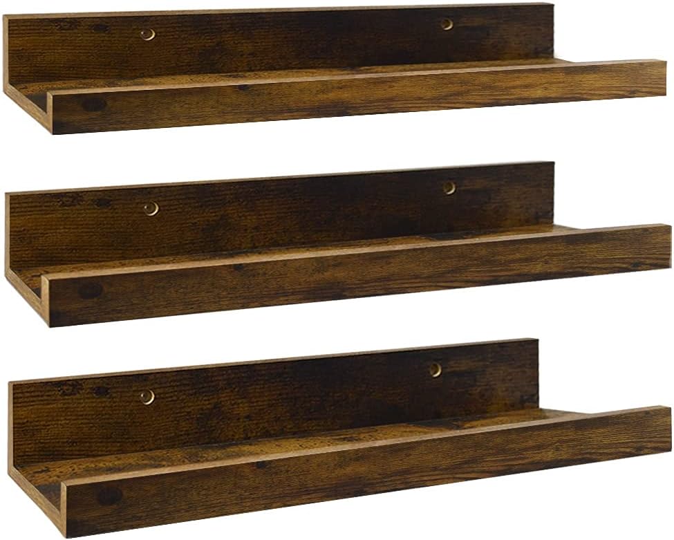 16 Inch Floating Shelves for Wall Set of 3, Wall Mounted Picture Ledge Wooden Wall Shelf