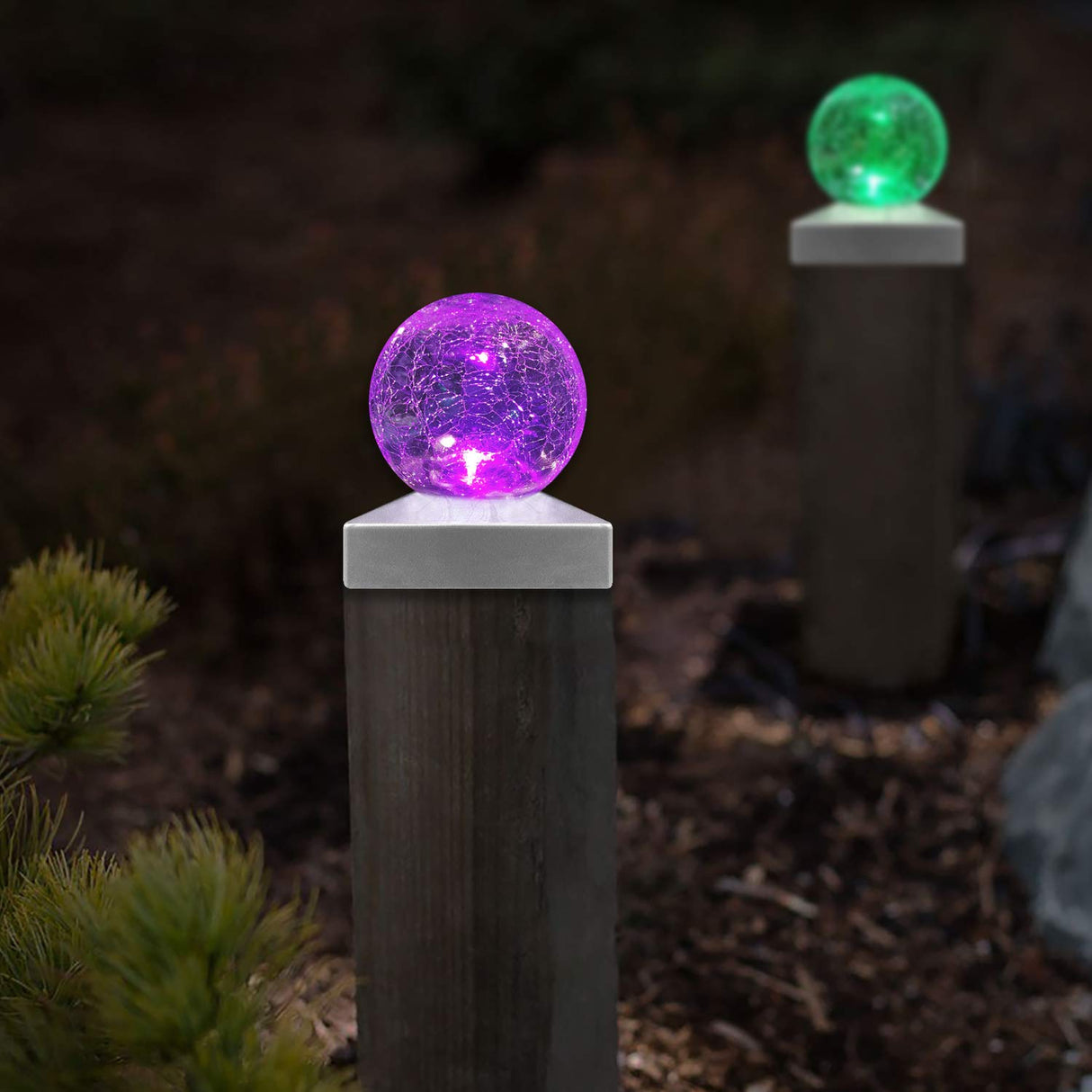 4x4 Solar Lights Deck Fence Railing Decorative Powered Gazing Ball Caps