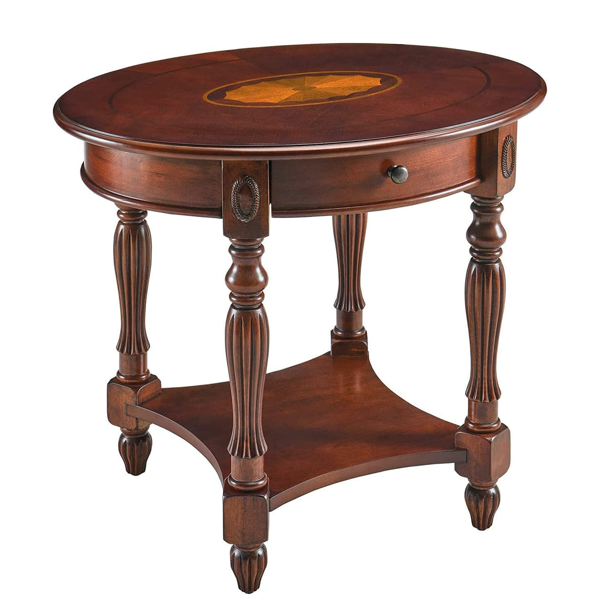 Solid Wood End Table with Drawer, Sofa Side Table with Storage Shelf