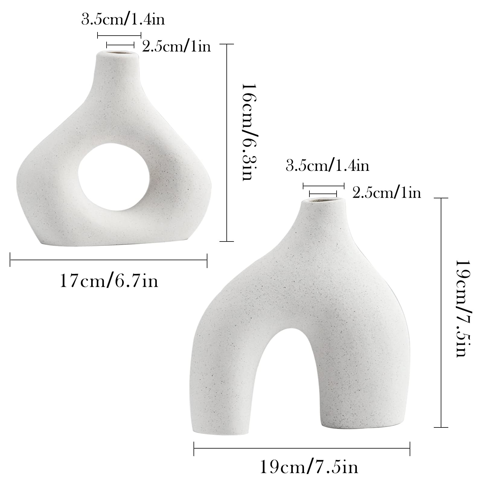 White Ceramic Vase Set of 2 for Modern Home Decor