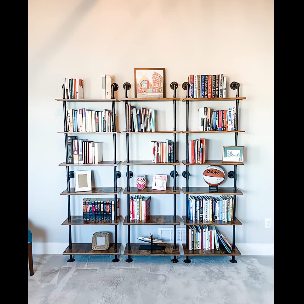 Industrial Pipe Shelving, 6-Tier Pipe Shelves Ladder Shelf, Modern Bookcase