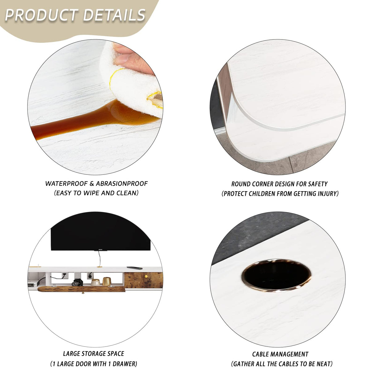 Floating TV Unit, 71'' Wall Mounted TV Cabinet, Floating Shelves