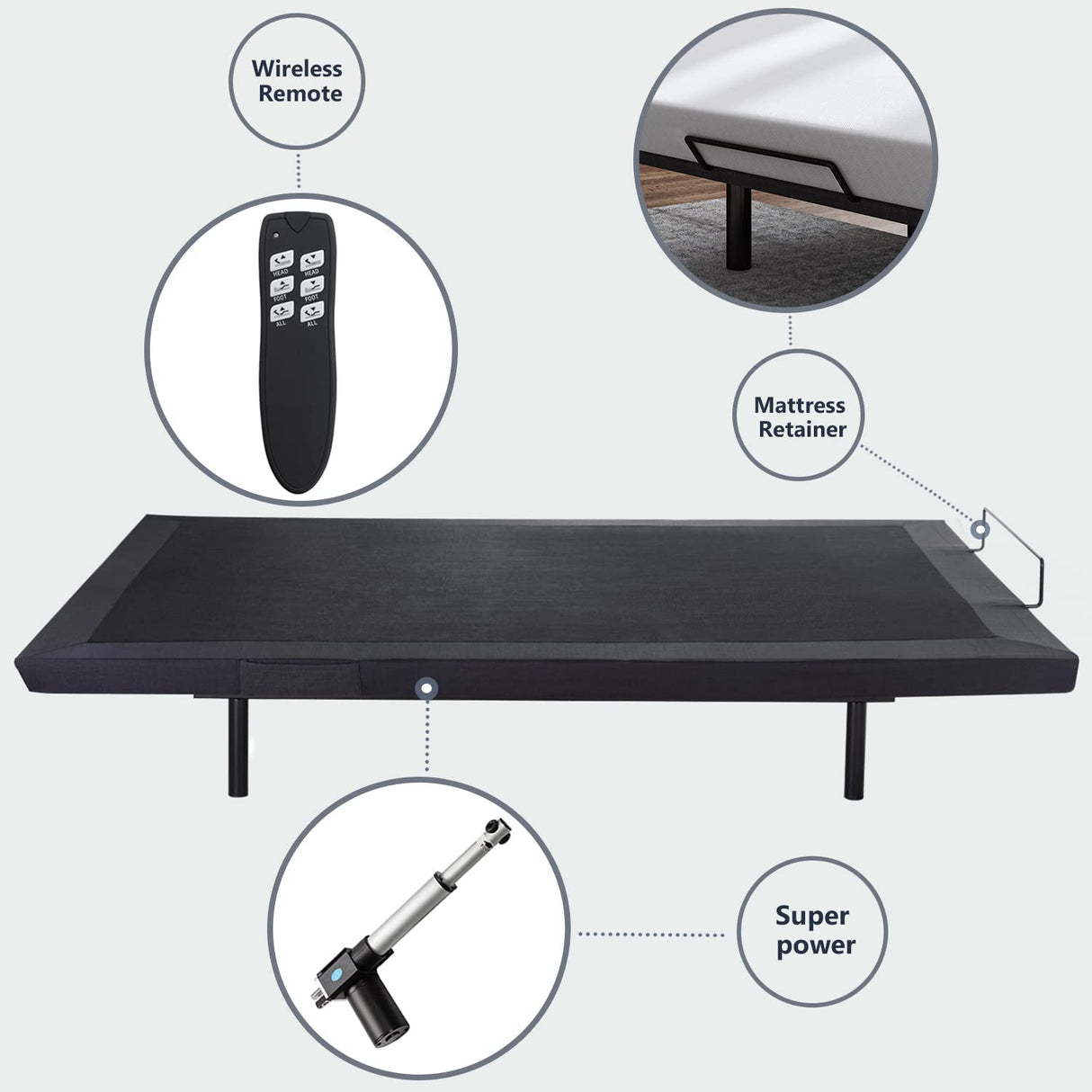 Adjustable Bed Base Frame King with 2.0 Generation Motor