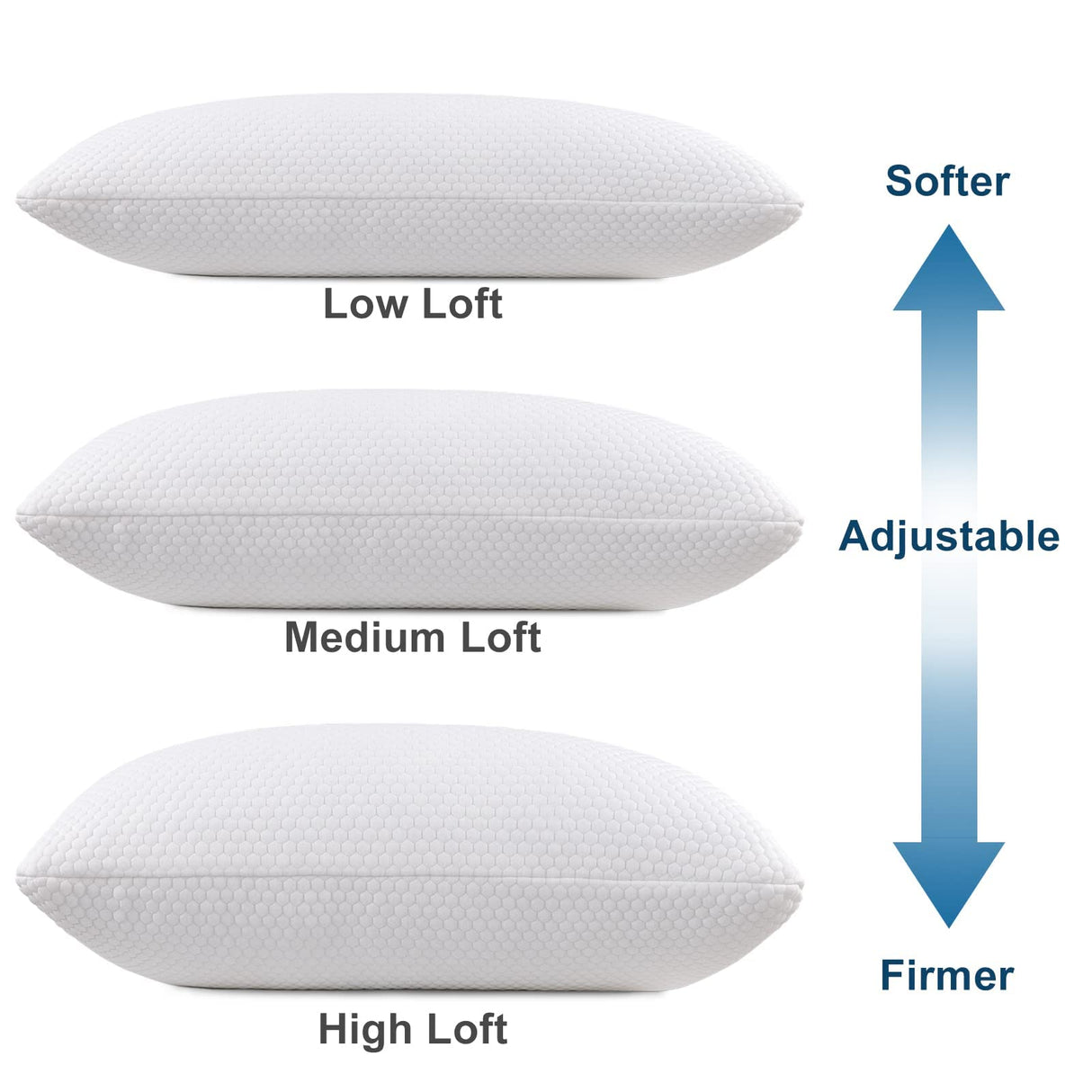 Standard Pillows Shredded Memory Foam Set of Standard Size