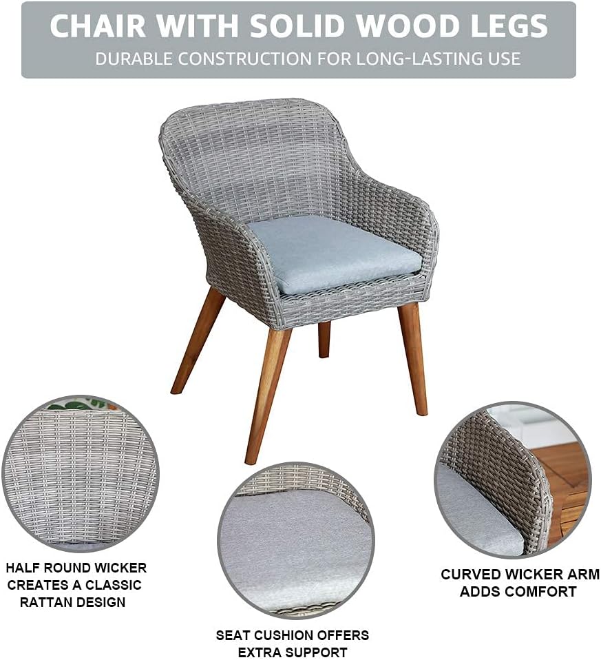 Outdoor 3-Piece Bistro Set with Seat Cushion