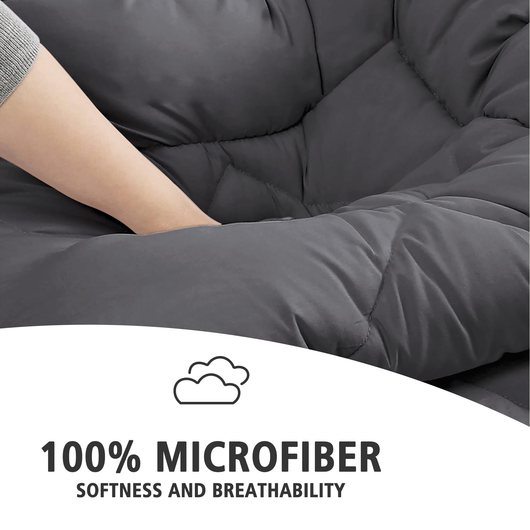 Dark Grey Queen Comforter Set, Reversible Bed in a Bag Bedding Set for All Seasons