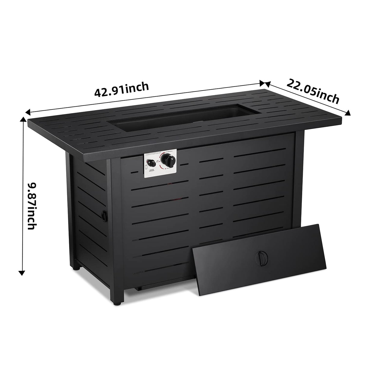 Fire Pit Propane Gas FirePit Table 43" Outdoor Fire Pit Tabletop with Lid