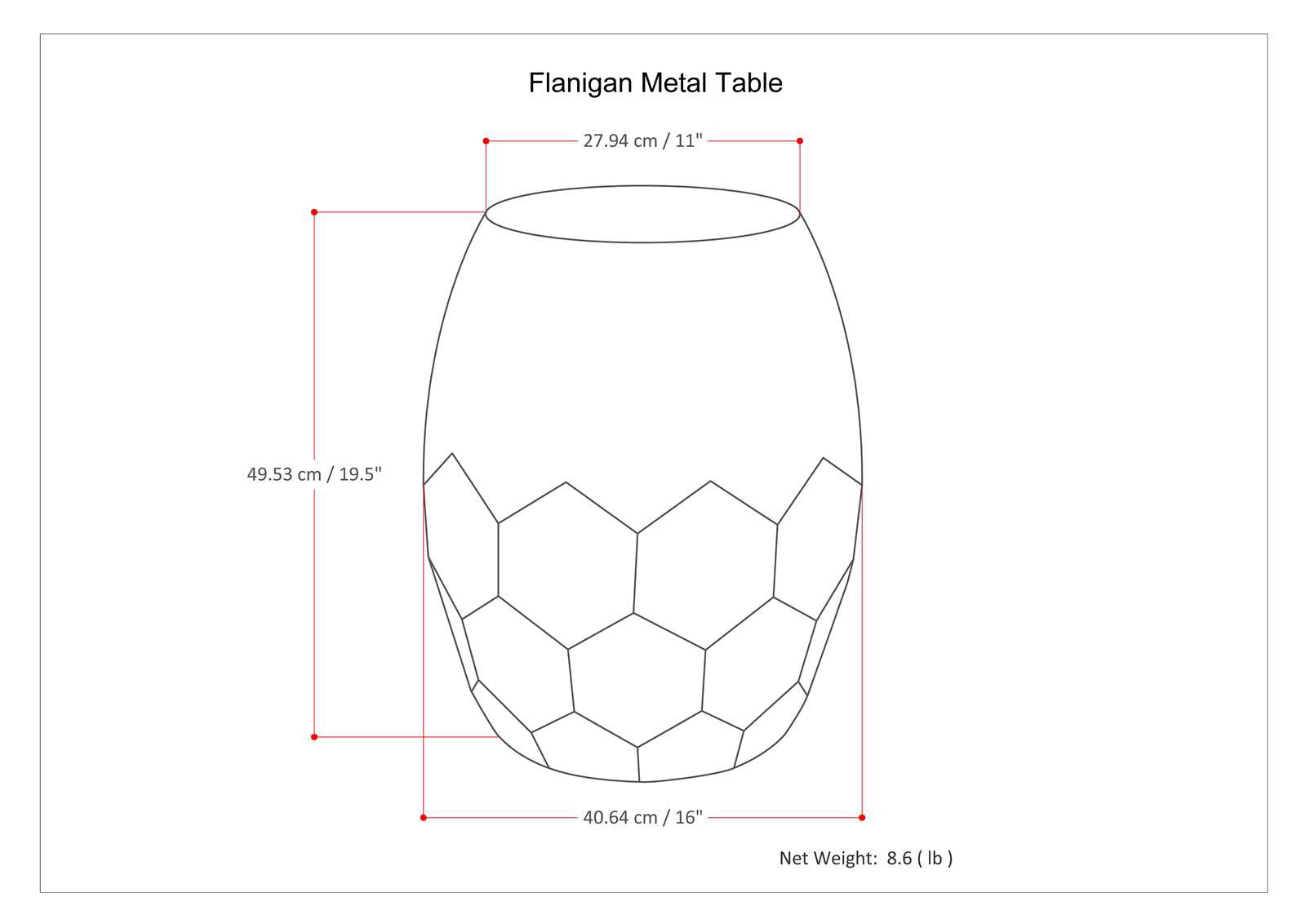Flanigan Contemporary 16 inch Wide Metal Accent