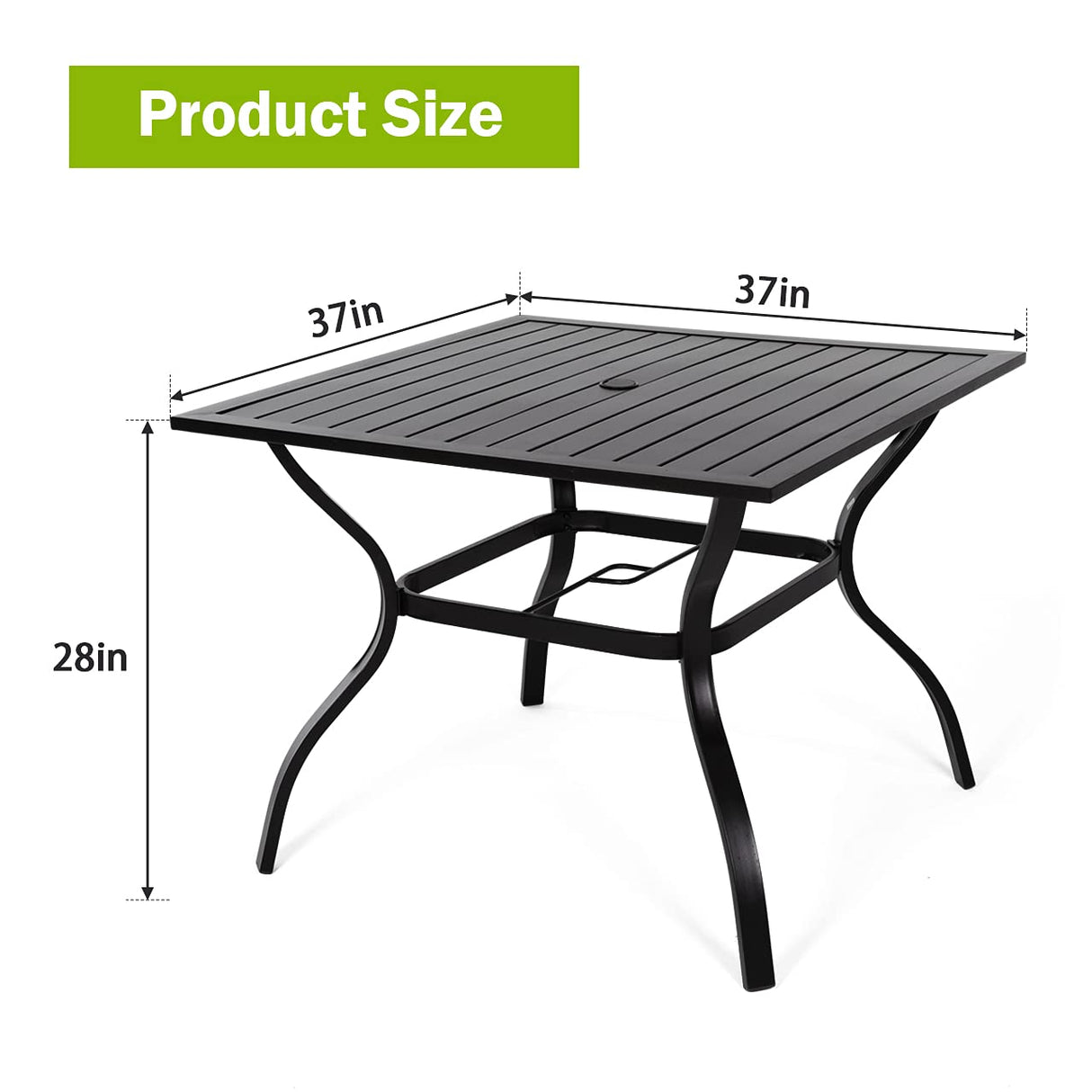 Outdoor Metal Patio Dining Table with Umbrella Hole