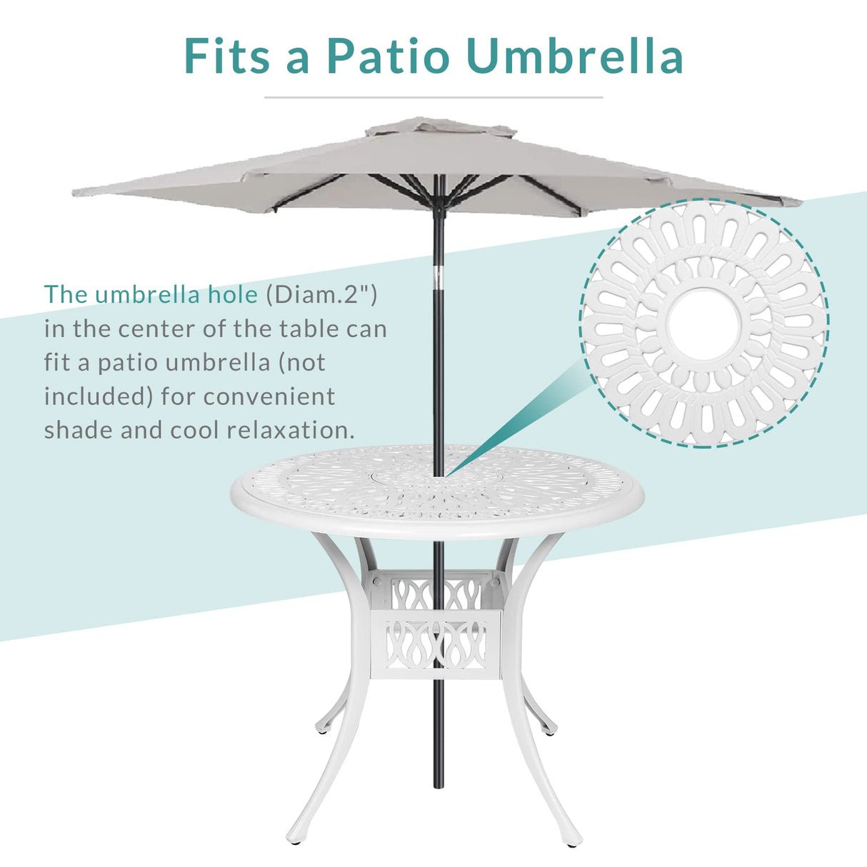 35.4" Round Patio Dinning Table, Outdoor Cast Aluminum Dinning Table