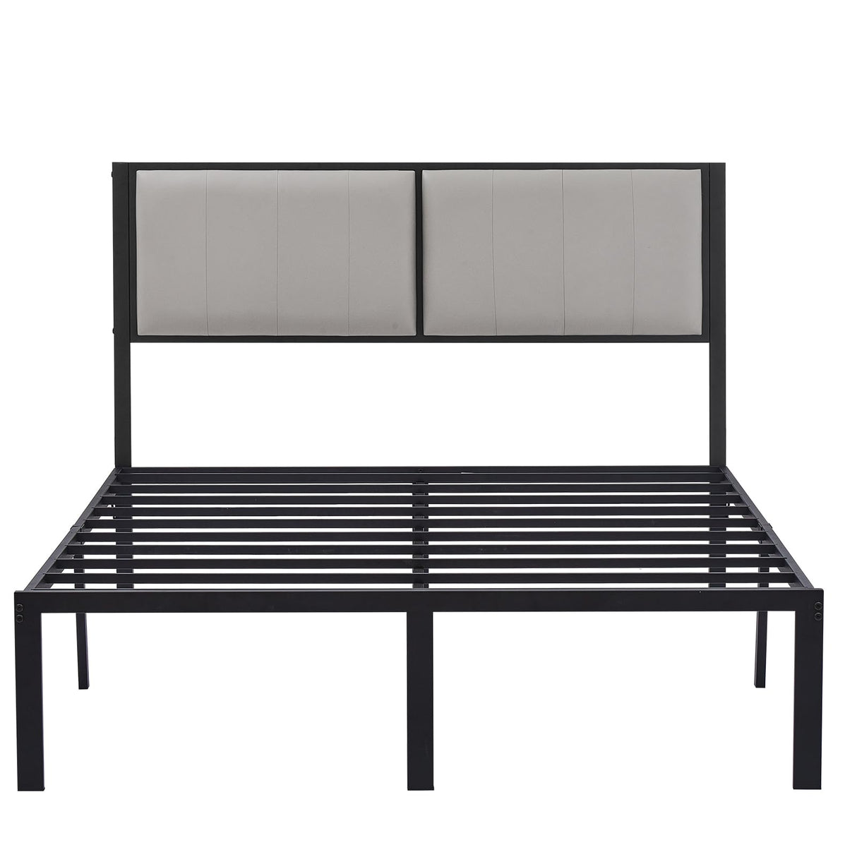 Upholstered Bed Frame Queen Size with Headboard(Deluxe PU Leather