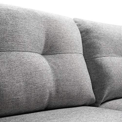 Ricardo Sofa Couch / Tufted Cushions / Easy, Tool-Free Assembly, Soft Grey