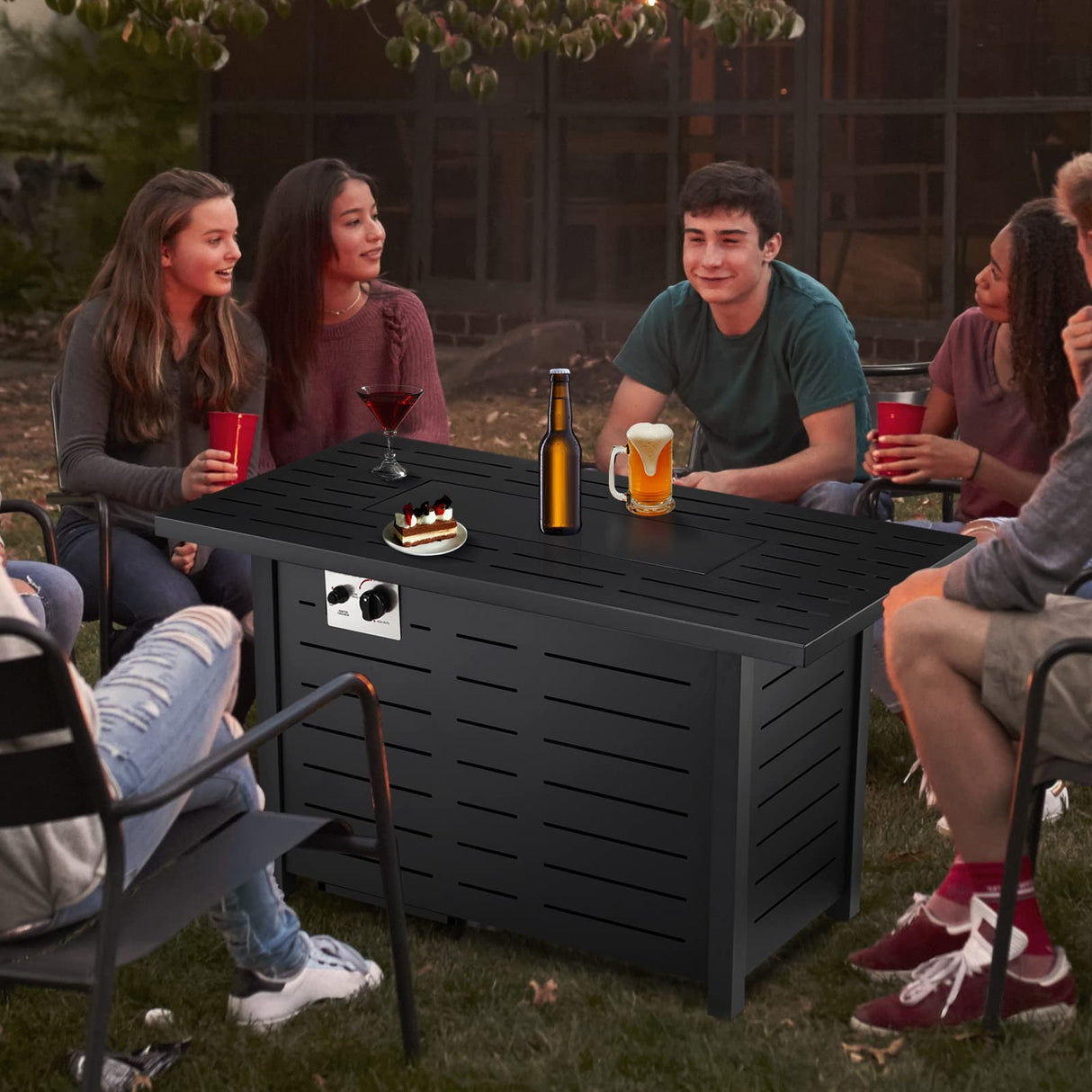 43'' Propane Fire Pit,50,000 BTU Outdoor Fireplace Backyard Garden