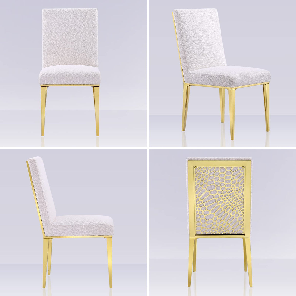 Dining Chairs, Upholstered Dining Chairs and Back Metallic Geometric Design